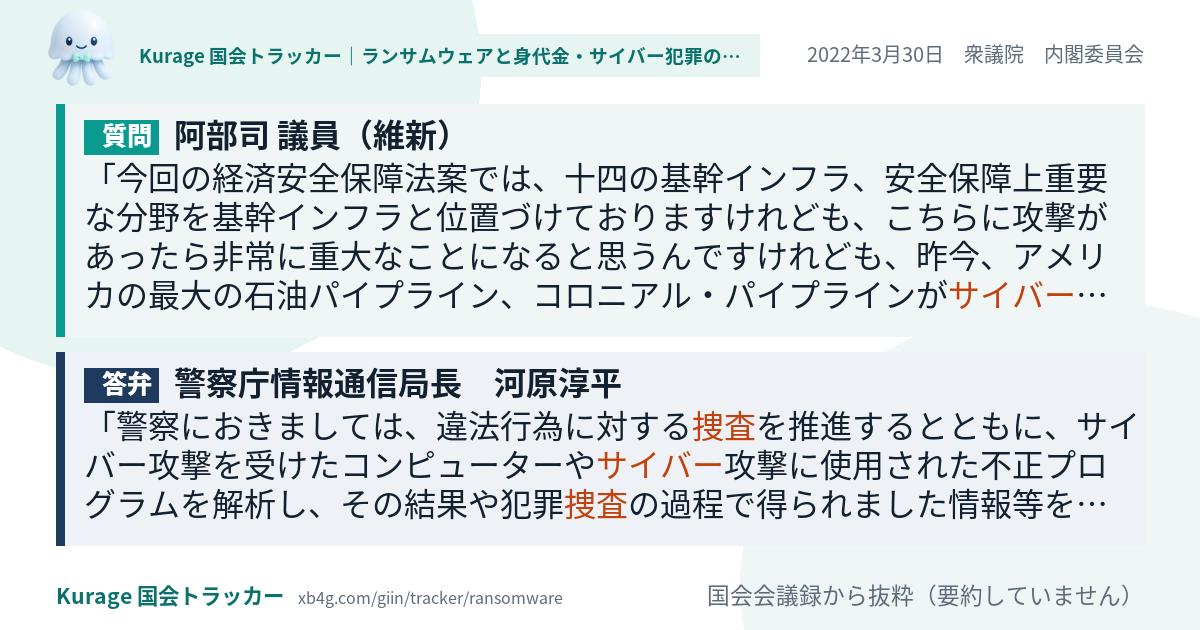 質問と答弁のカード