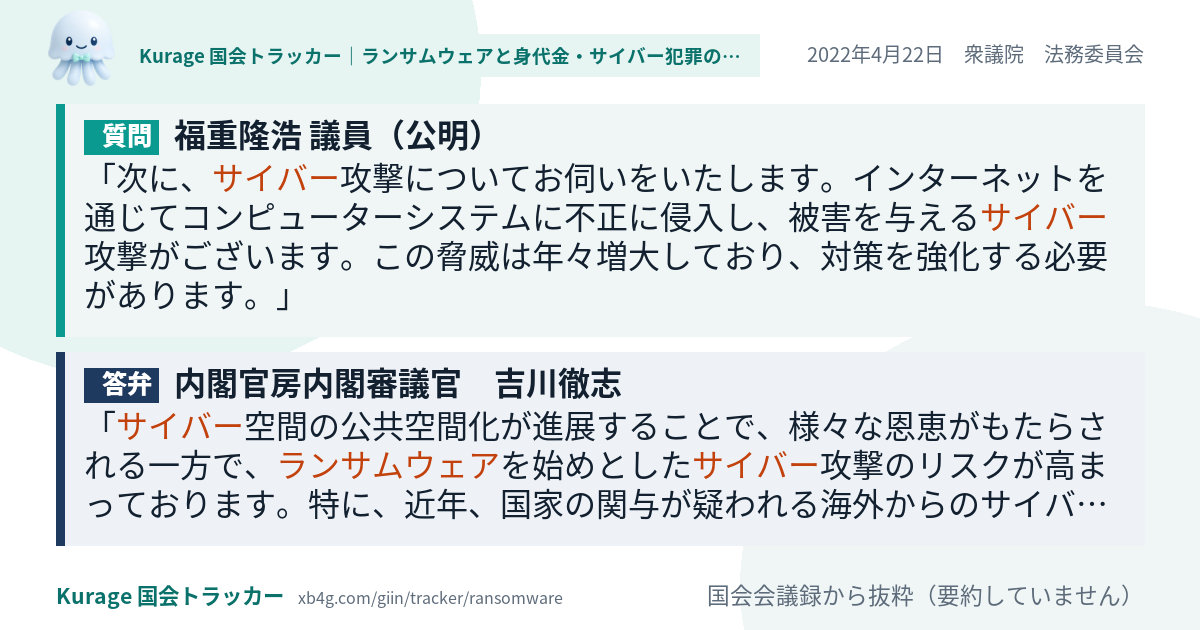 質問と答弁のカード