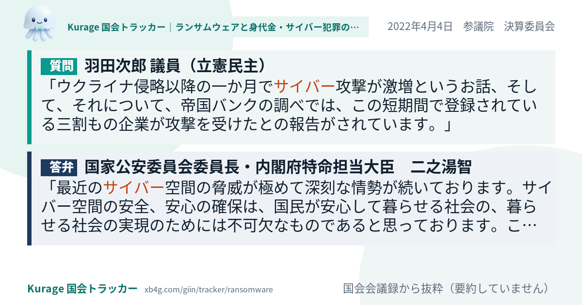 質問と答弁のカード
