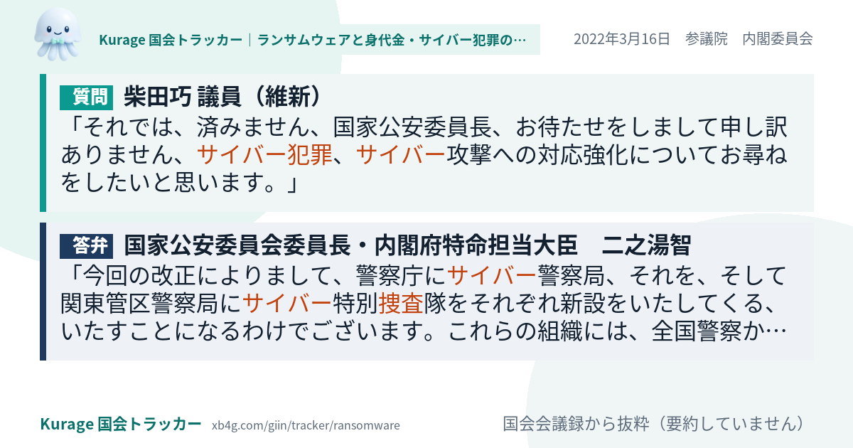 質問と答弁のカード