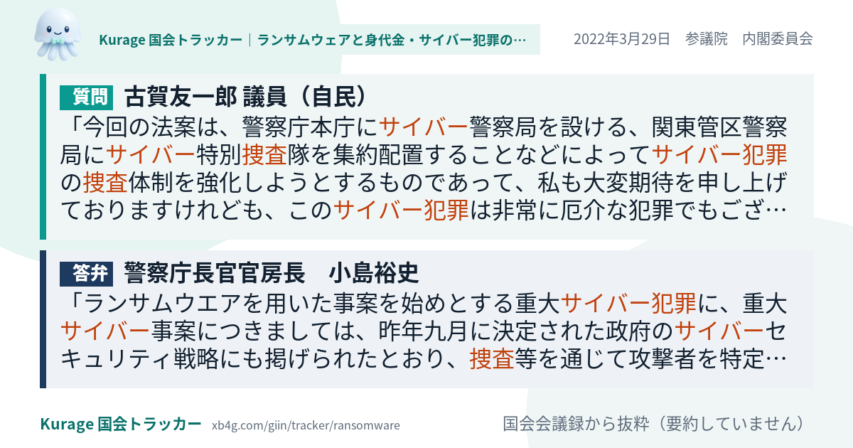 質問と答弁のカード