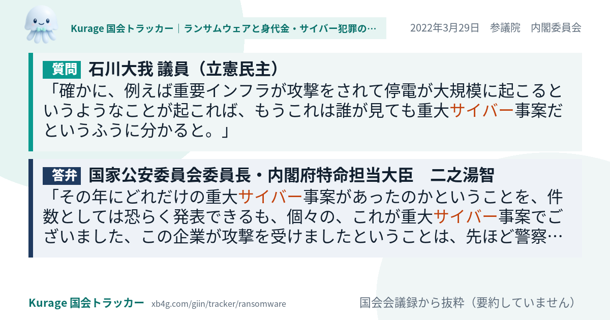 質問と答弁のカード