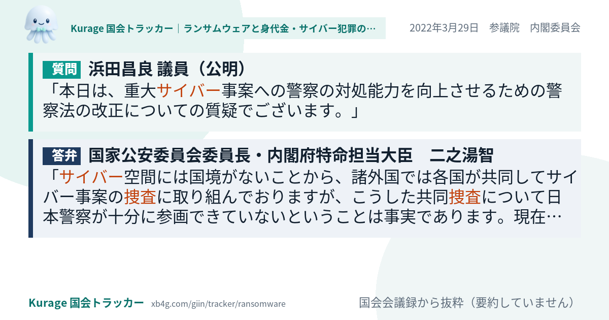 質問と答弁のカード