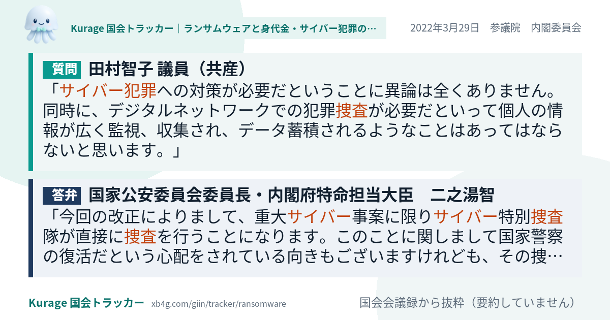 質問と答弁のカード