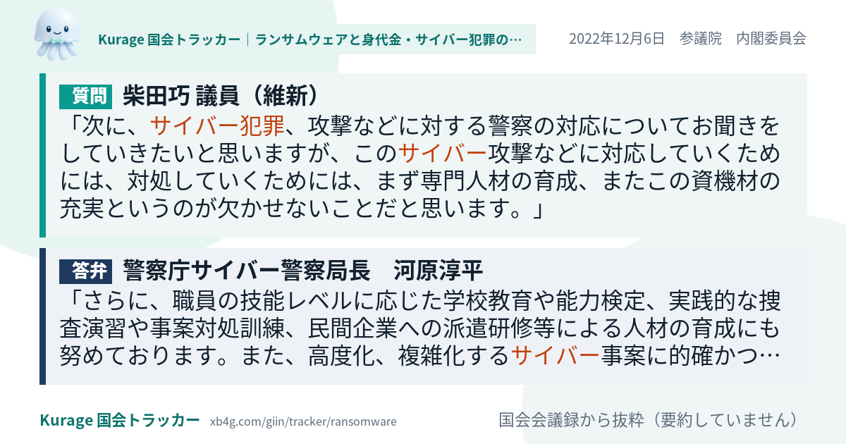 質問と答弁のカード