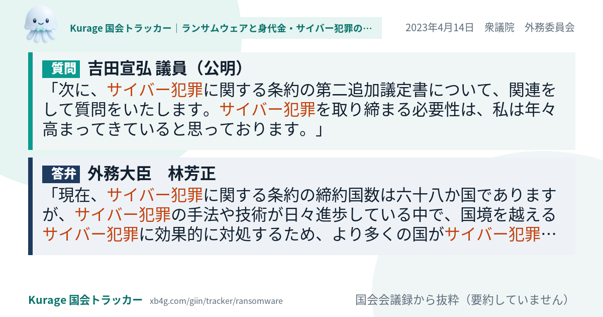 質問と答弁のカード