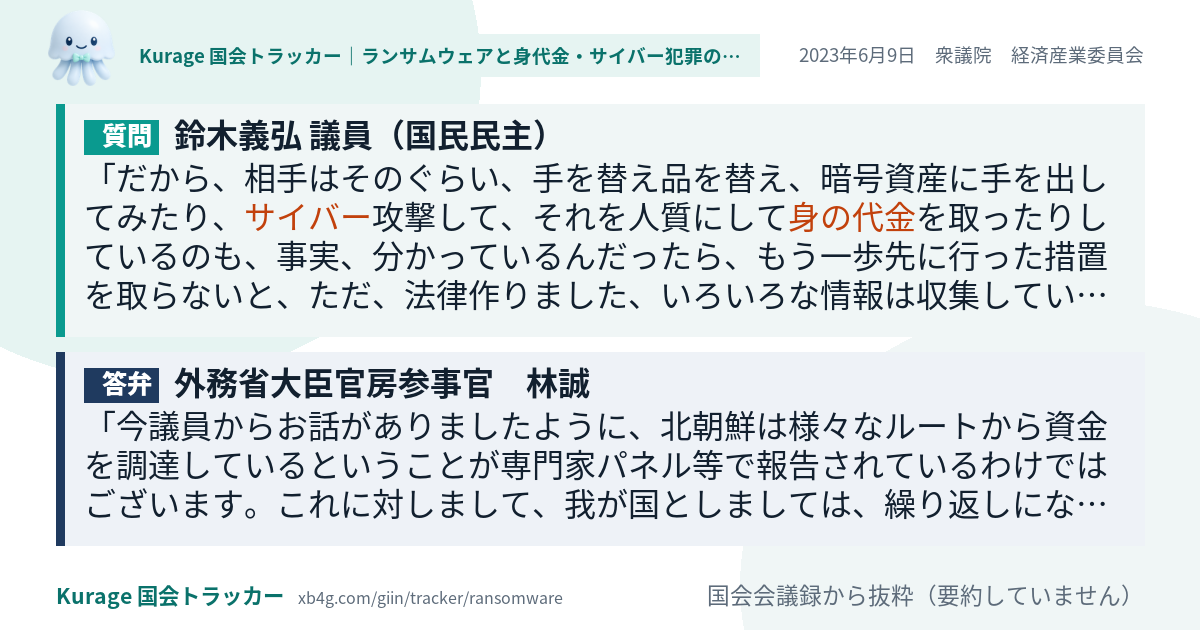 質問と答弁のカード