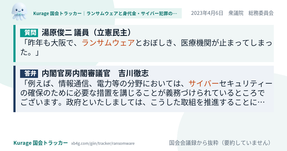 質問と答弁のカード
