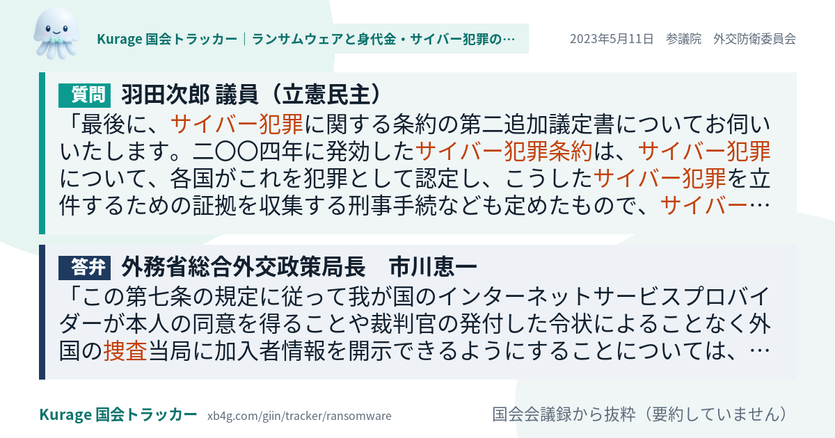 質問と答弁のカード