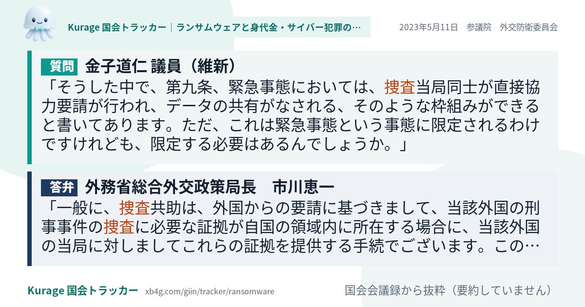 質問と答弁のカード
