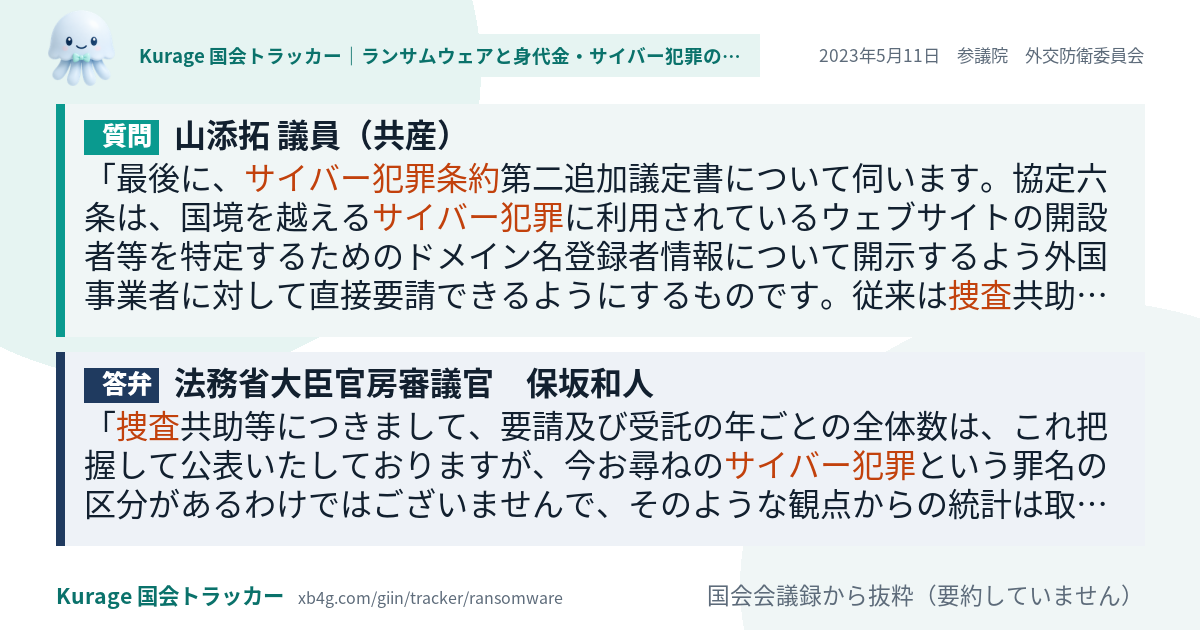 質問と答弁のカード