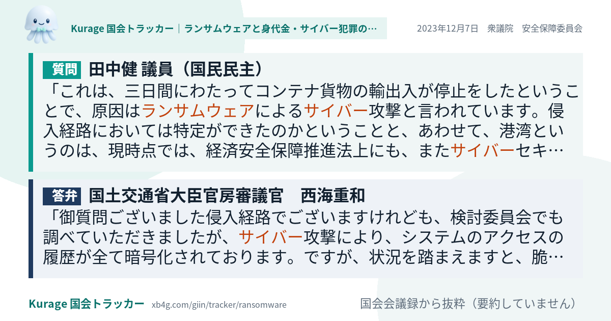 質問と答弁のカード