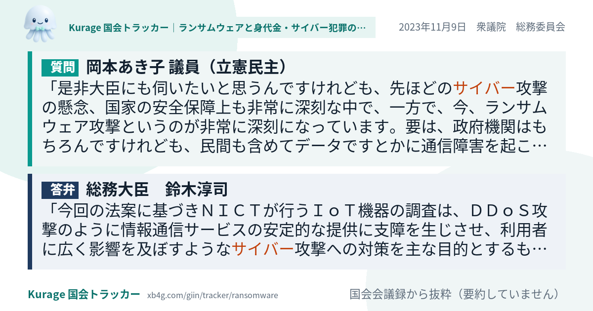 質問と答弁のカード
