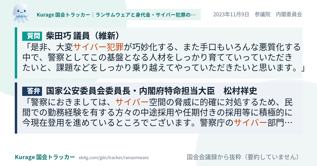 質問と答弁のカード