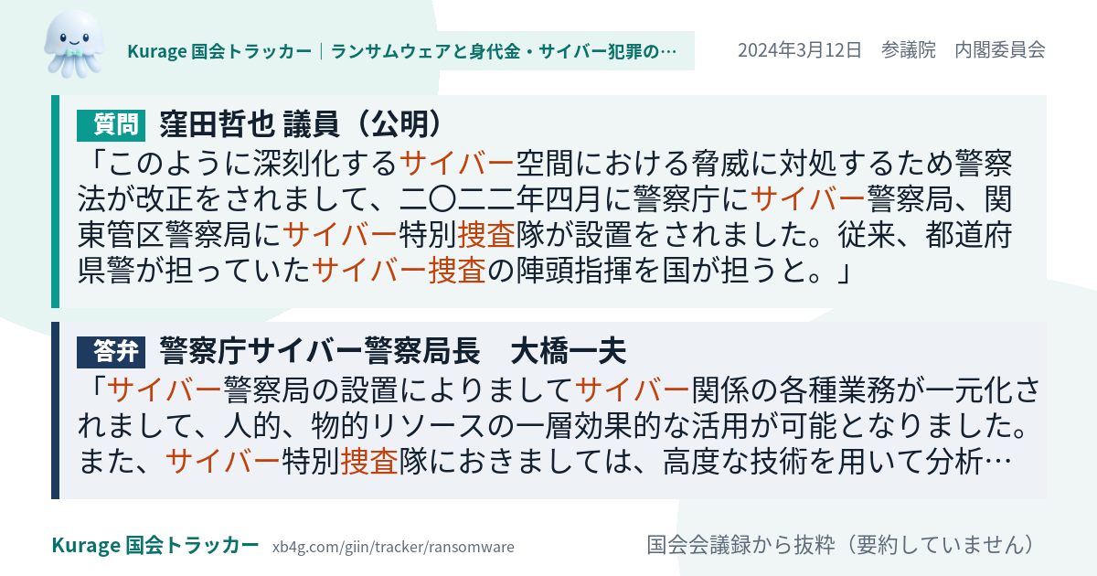 質問と答弁のカード