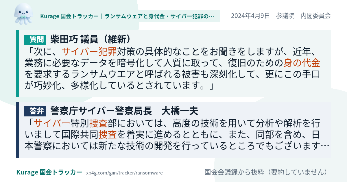 質問と答弁のカード