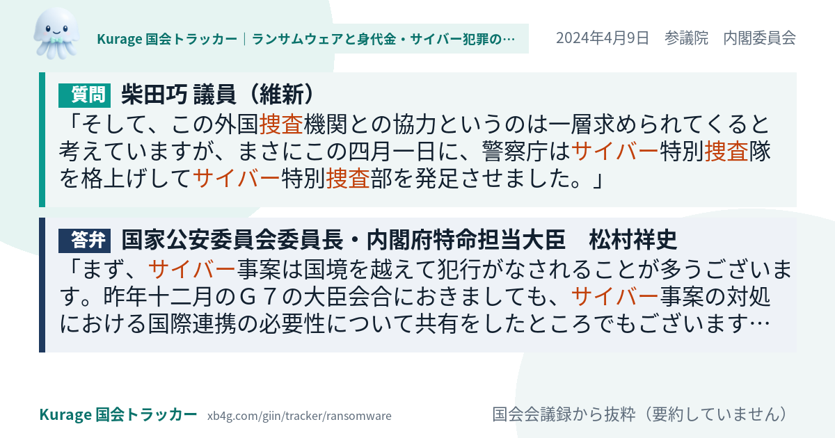 質問と答弁のカード