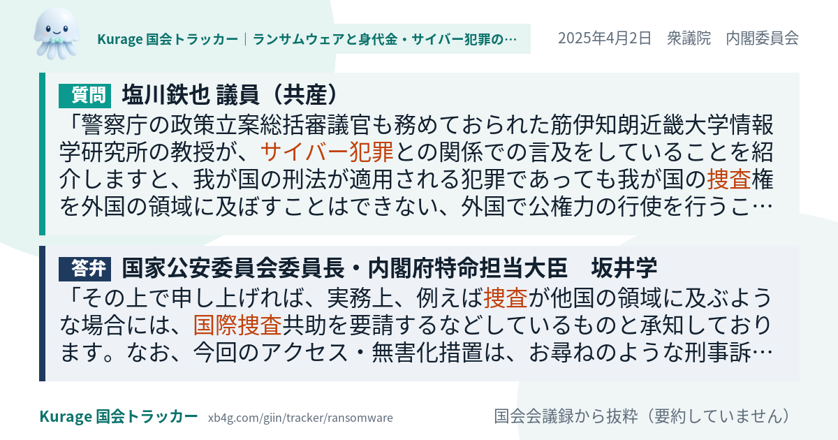 質問と答弁のカード