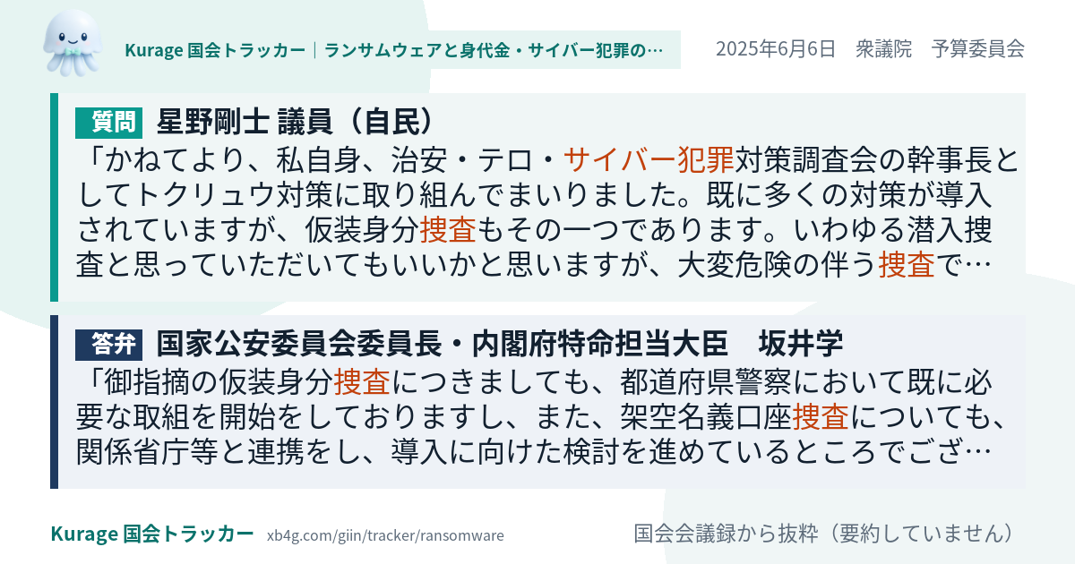 質問と答弁のカード
