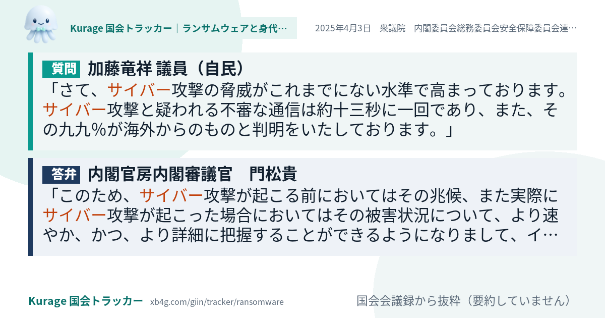 質問と答弁のカード