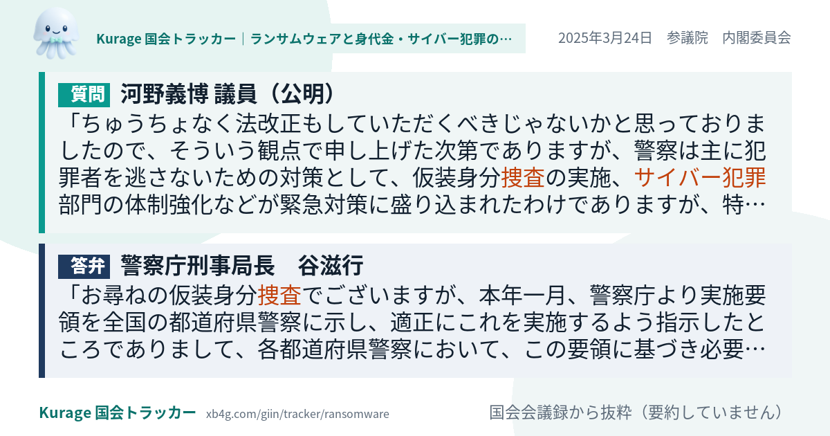 質問と答弁のカード