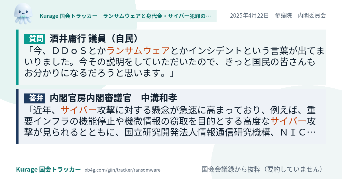 質問と答弁のカード
