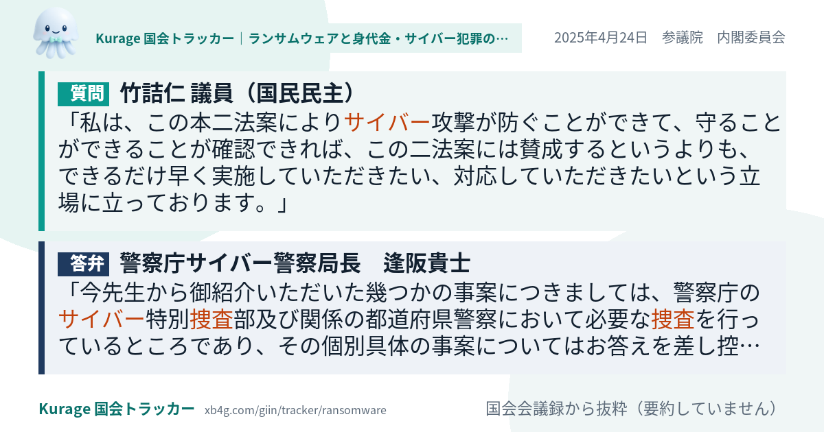 質問と答弁のカード