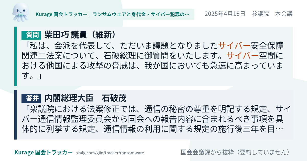 質問と答弁のカード