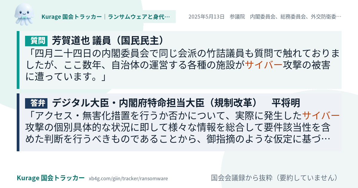 質問と答弁のカード