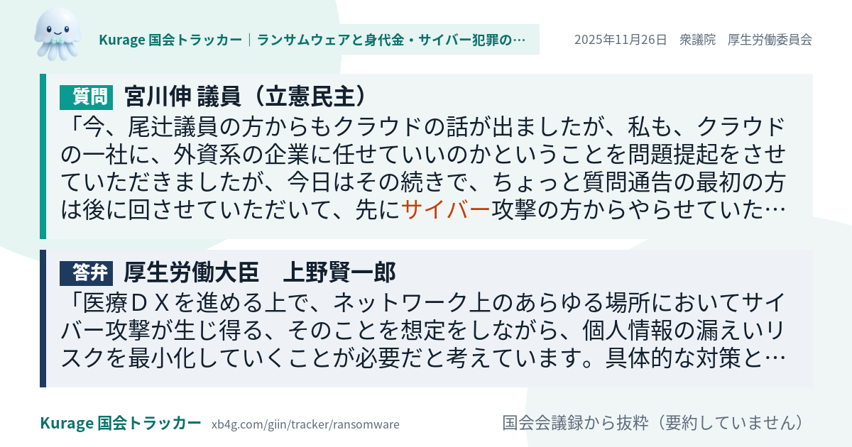 質問と答弁のカード