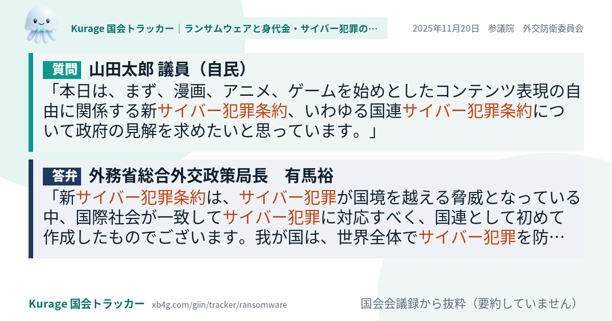 質問と答弁のカード