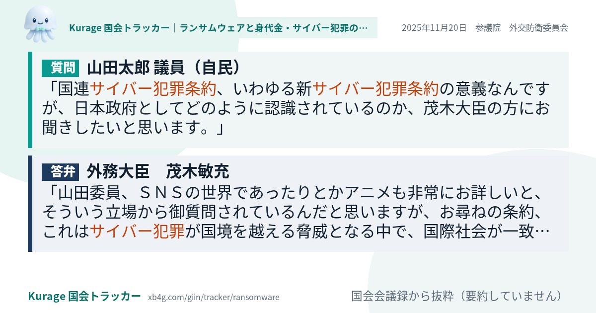 質問と答弁のカード
