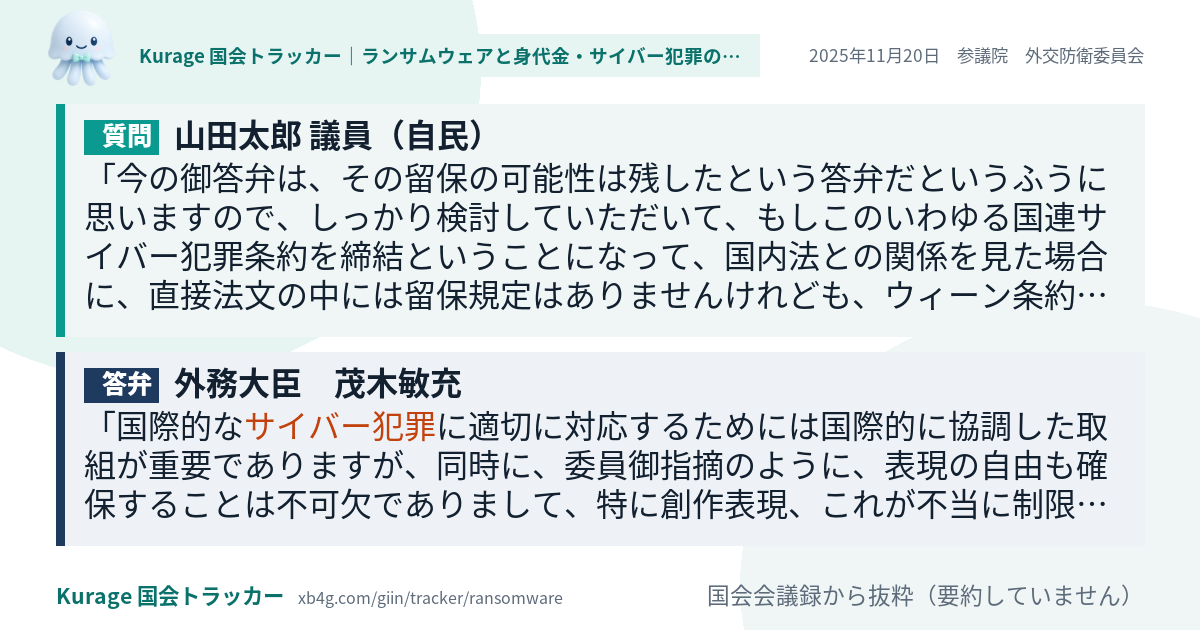質問と答弁のカード