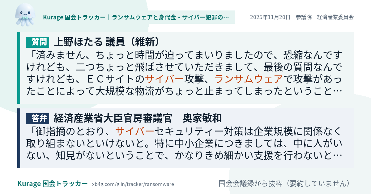 質問と答弁のカード