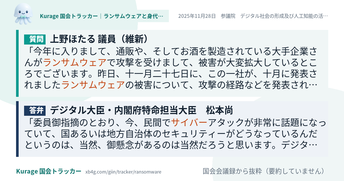 質問と答弁のカード