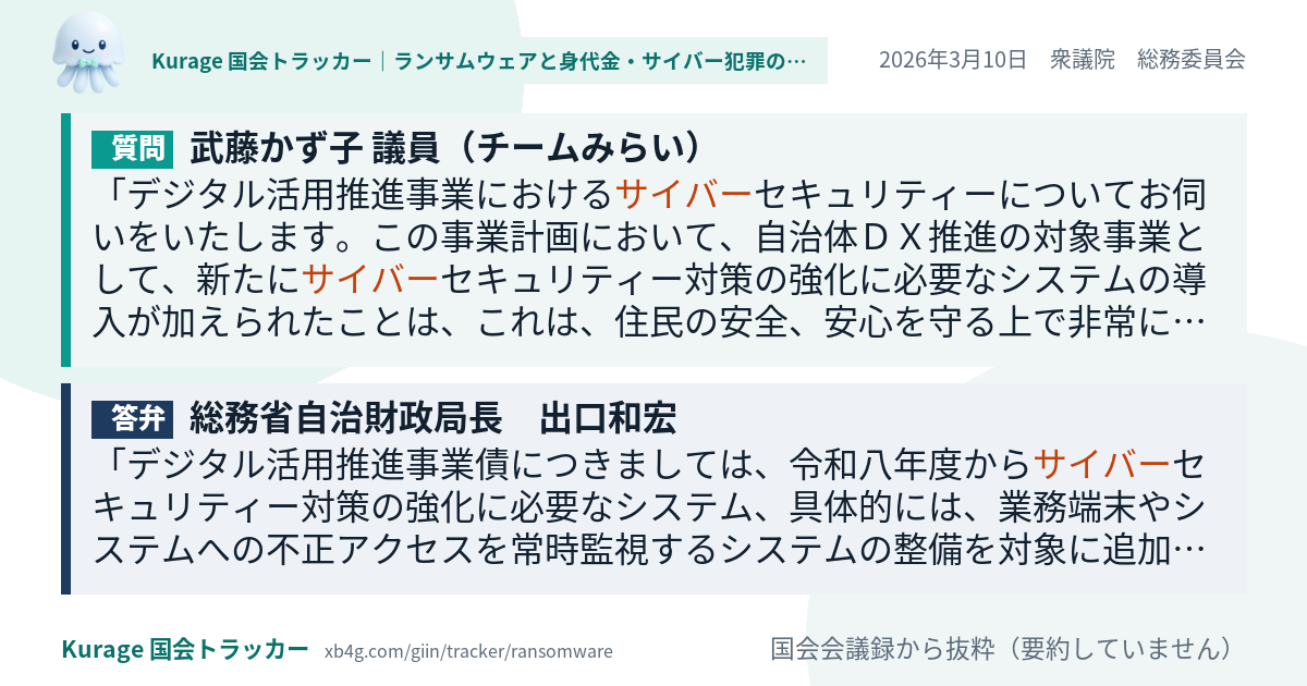 質問と答弁のカード