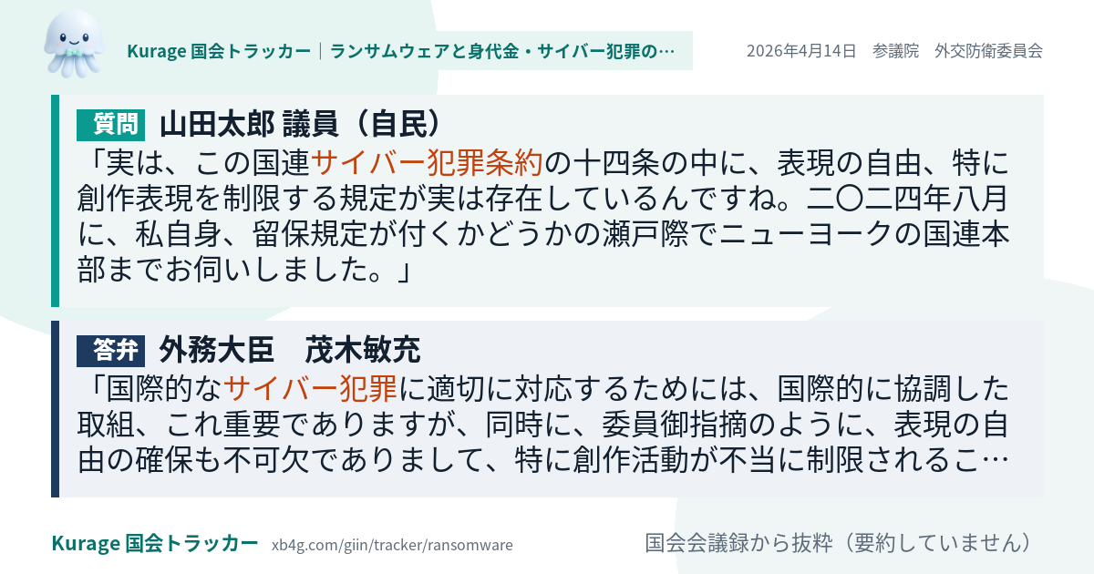 質問と答弁のカード