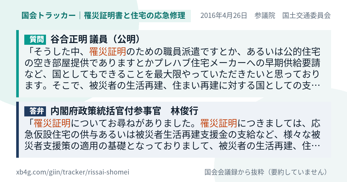質問と答弁のカード