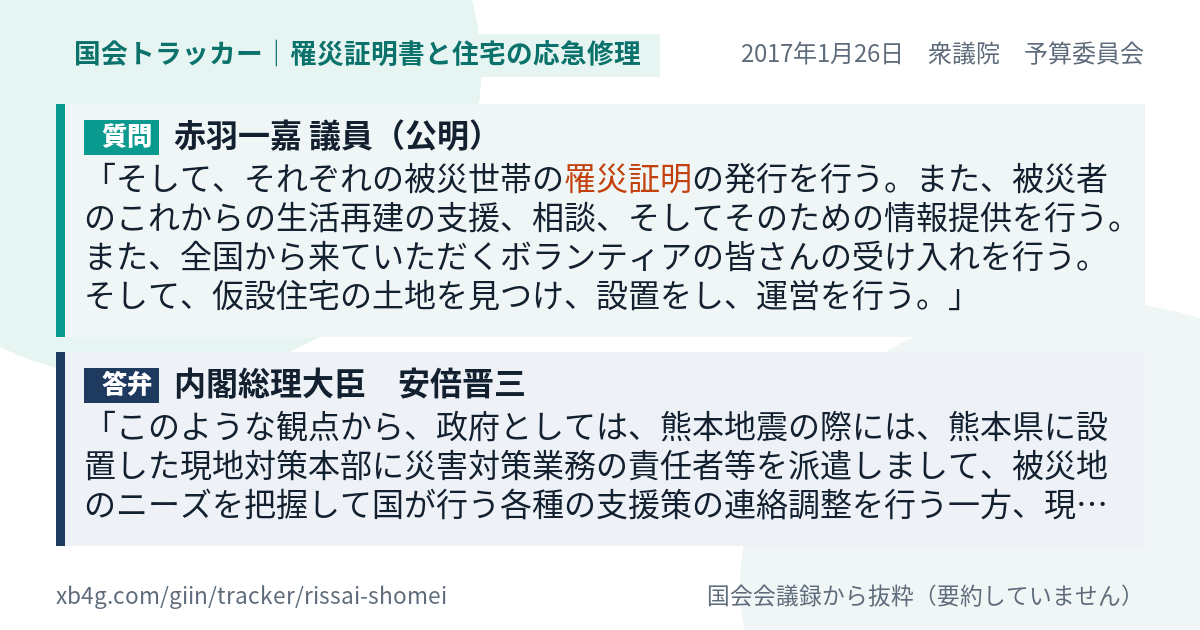 質問と答弁のカード