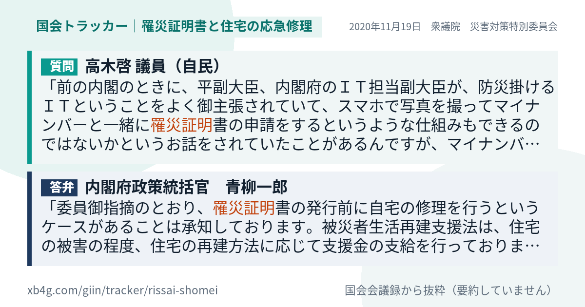 質問と答弁のカード