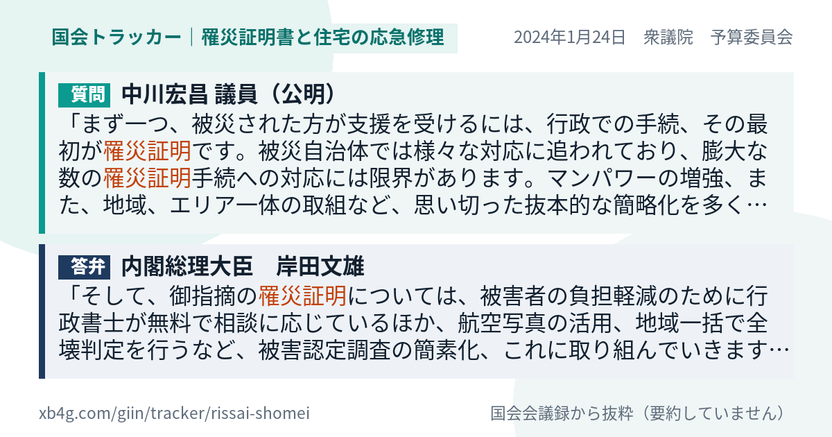 質問と答弁のカード