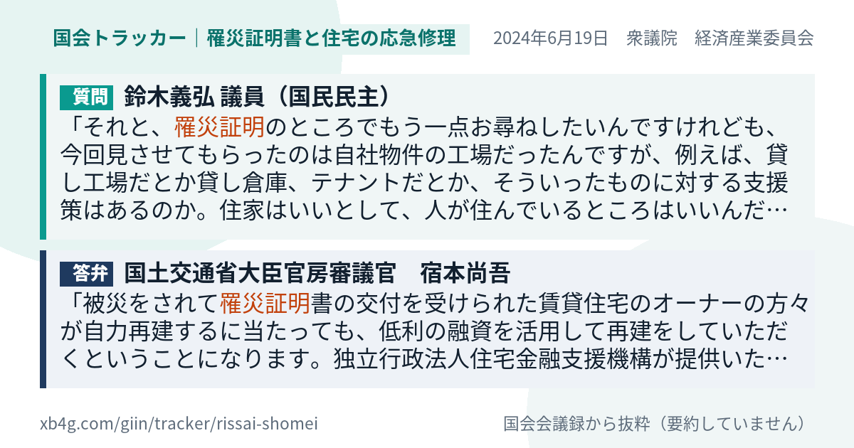 質問と答弁のカード