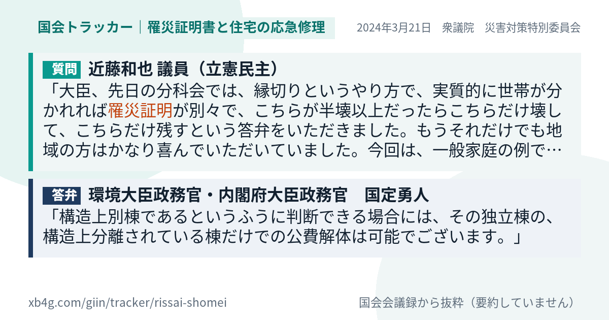 質問と答弁のカード