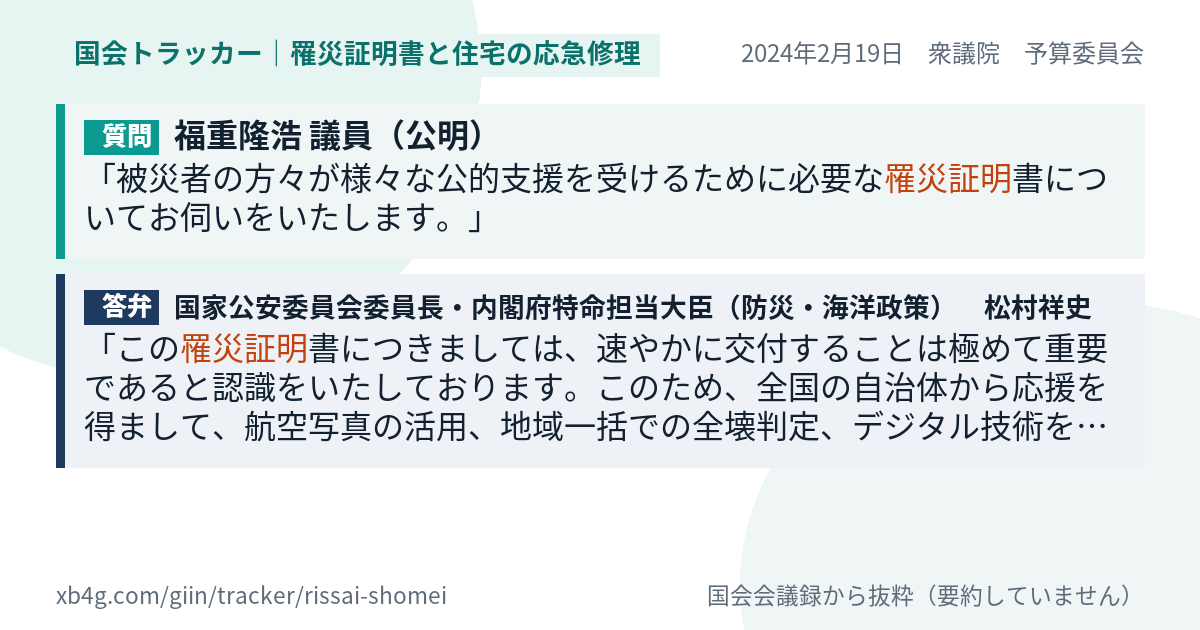 質問と答弁のカード
