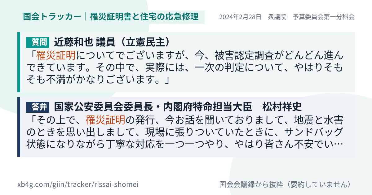 質問と答弁のカード