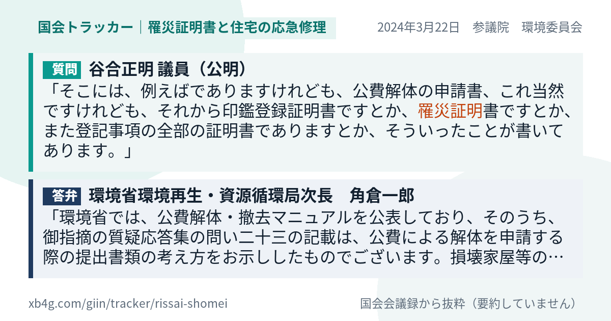 質問と答弁のカード