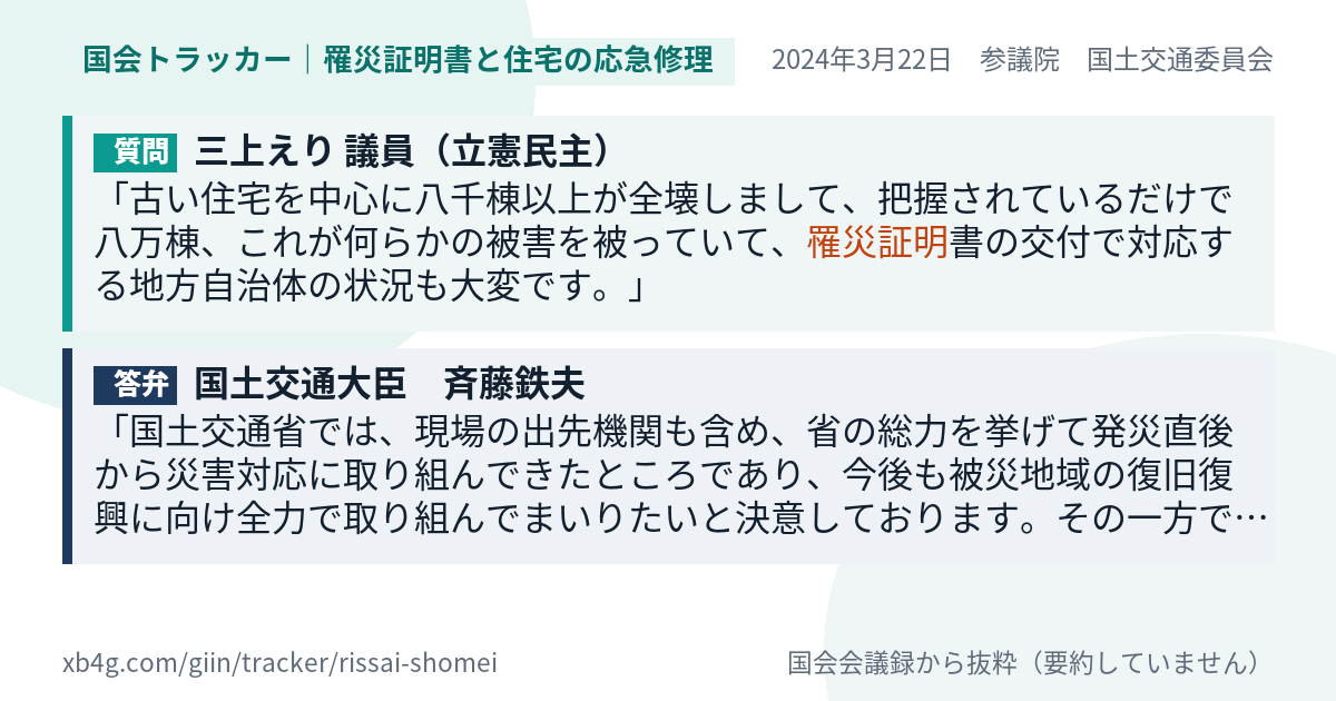 質問と答弁のカード