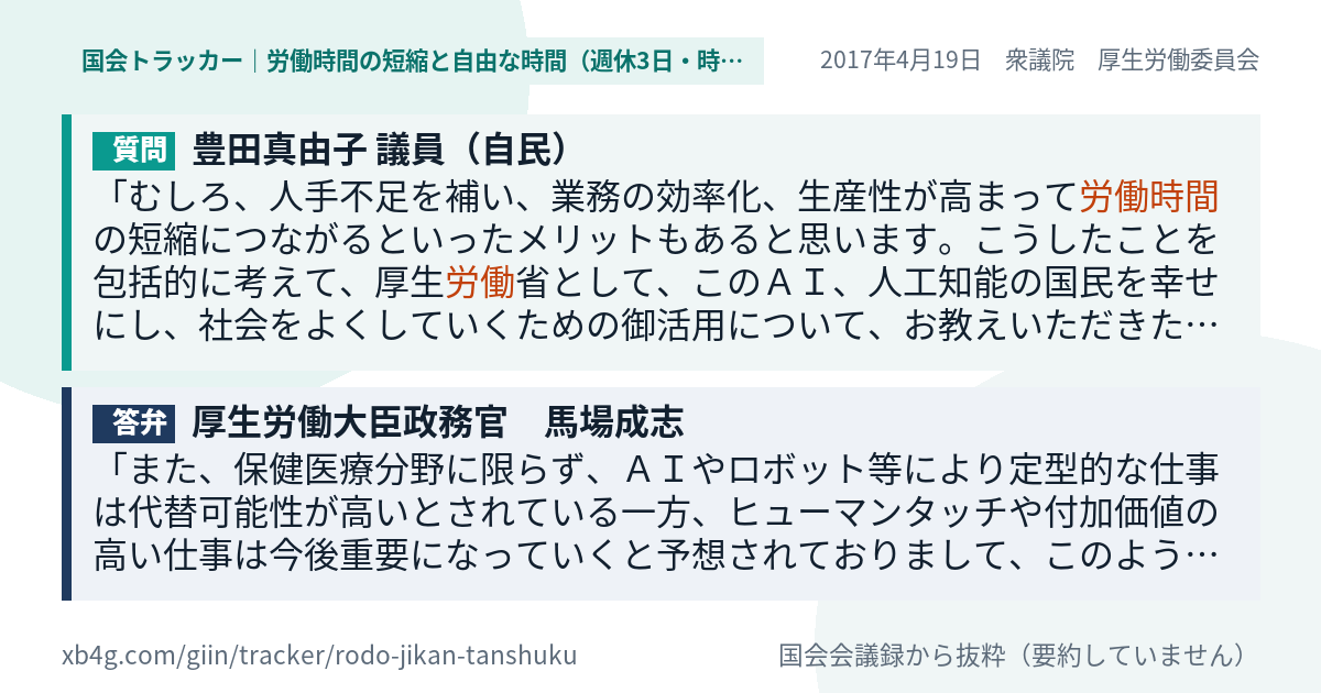 質問と答弁のカード