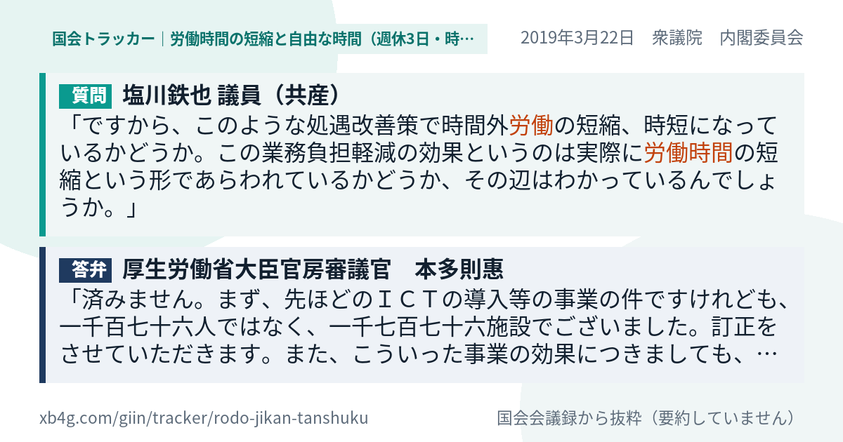 質問と答弁のカード
