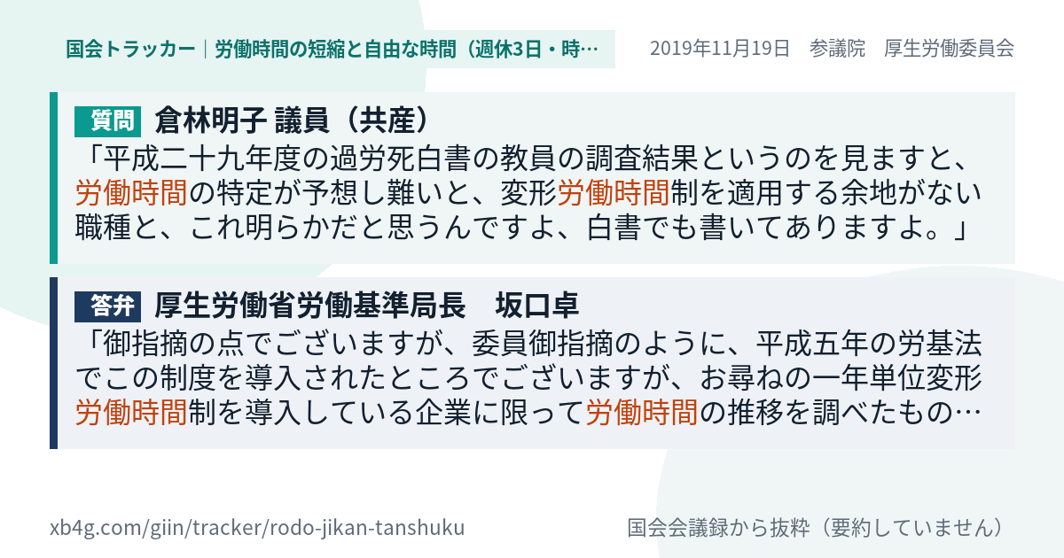 質問と答弁のカード
